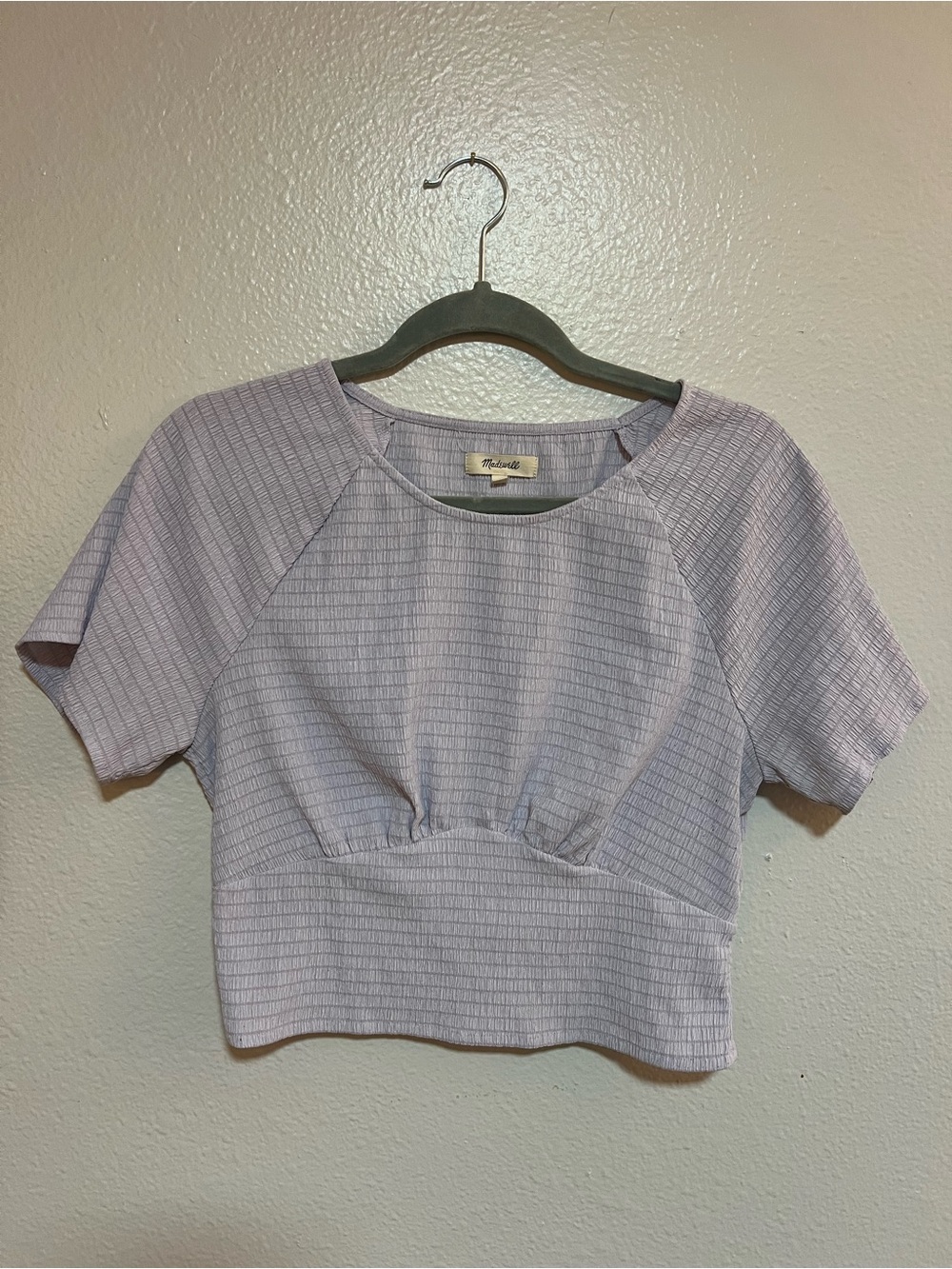Madewell Ribbed Lavender Textured Short-Sleeve Crop Top